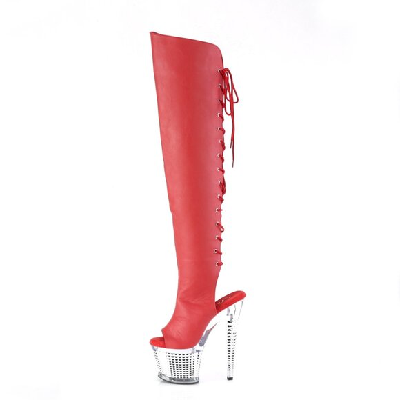 Pleaser Spectator-3019 Red Thigh High Boots RPU - Picture 5 of 5